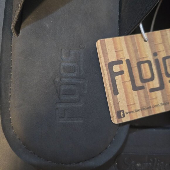 Flojos Mens Black Flip Flops Size 10 Rubber & Faux Leather Casual Footwear - Picture 2 of 6